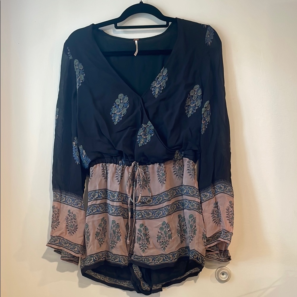 Free People Floral Long Sleeve Romper Sz  S